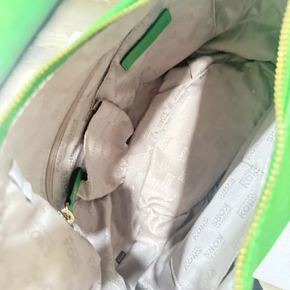 MK Michael Kors Fulton Large Green Soft Palm Leather Hobo Shoulder Bag Purse